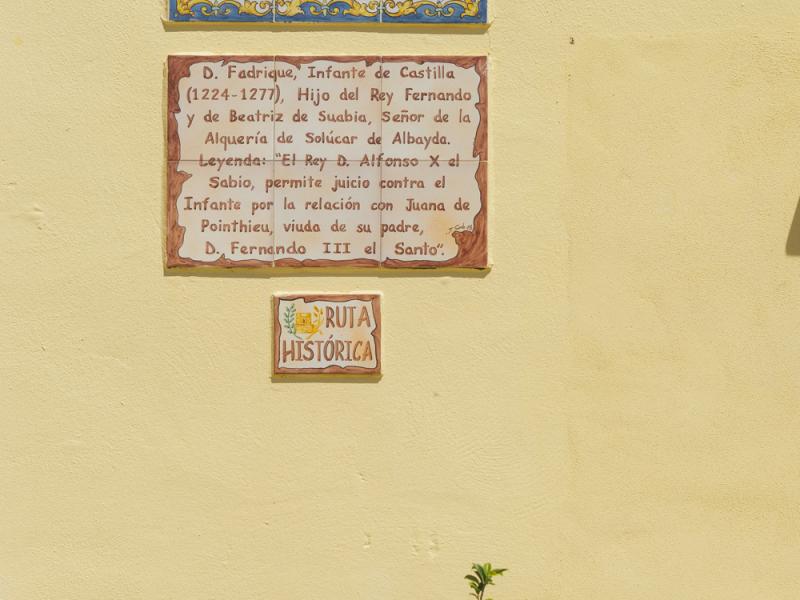 Albaida del Aljarafe. Azulejo de la ruta histórica de Don Fadrique